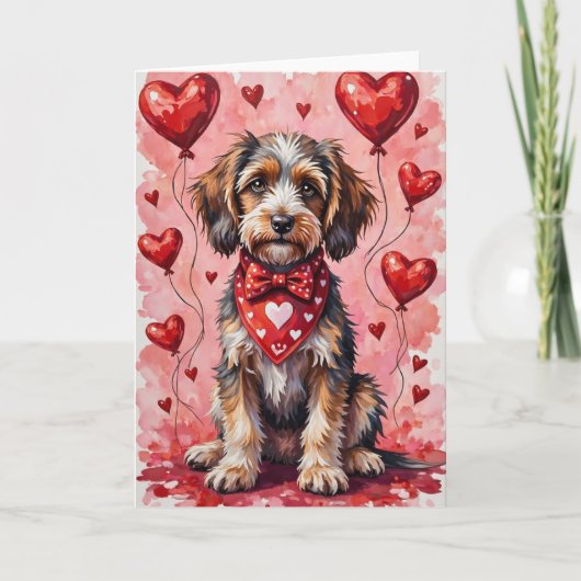 Wirehaired Pointing Griffon Valentine Dog カード (正面)