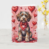 Wirehaired Pointing Griffon Valentine Dog カード (黄色い花)