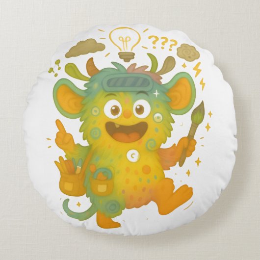 Wirrwuschel Kissen – Das große ADHS-Mischmonster v ラウンドクッション (正面)
