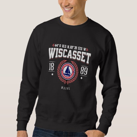 Wiscasset Maine Nautical Sailboat Beach Souvenir   スウェットシャツ (正面)