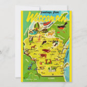 Wisconsin 5x7 Map Vintage Postcard (正面)