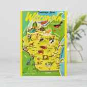 Wisconsin 5x7 Map Vintage Postcard (スタンド正面)