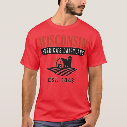 Wisconsin America’s Dairyland Vintage Farm Tシャツ (正面)