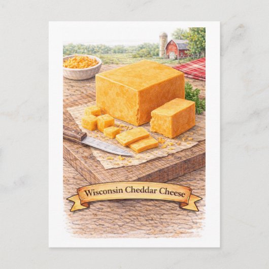 Wisconsin Cheddar Cheese (American Food Series) ポストカード (正面)