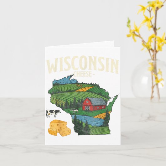 Wisconsin Cheese State Pride Farm Dairy Lover Gift カード (黄色い花)