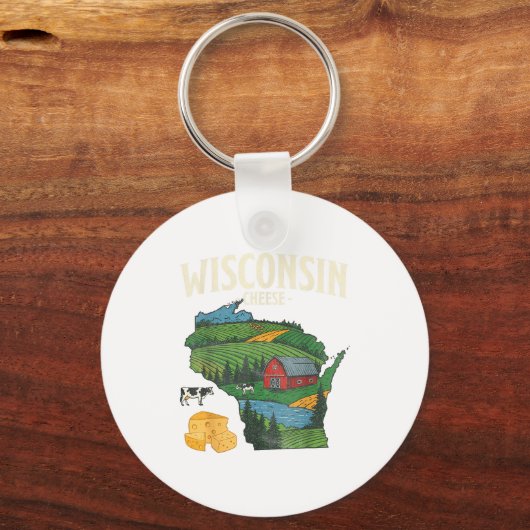 Wisconsin Cheese State Pride Farm Dairy Lover Gift キーホルダー (正面)