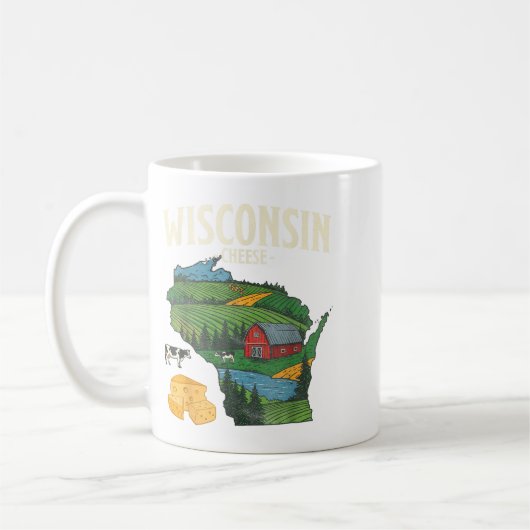 Wisconsin Cheese State Pride Farm Dairy Lover Gift コーヒーマグカップ (左)