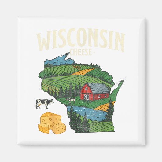 Wisconsin Cheese State Pride Farm Dairy Lover Gift マグネット (正面)