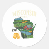 Wisconsin Cheese State Pride Farm Dairy Lover Gift ラウンドシール (正面)
