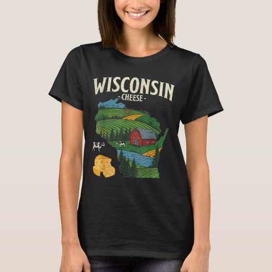 Wisconsin Cheese State Pride Farm Dairy Lover Gift Tシャツ (正面)