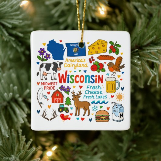 Wisconsin Custom Family Trip Christmas セラミックオーナメント (ツリー)