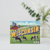Wisconsin Dairy Farm Cows Greetings ポストカード (スタンド正面)