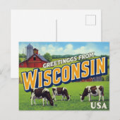 Wisconsin Dairy Farm Cows Greetings ポストカード (正面/裏面)