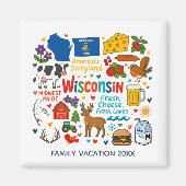 Wisconsin Family Trip Keepsake Personalized マグネット (正面)