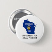 WISCONSIN for ADAM FISCHER GOVERNORボタン 缶バッジ (正面&裏面)