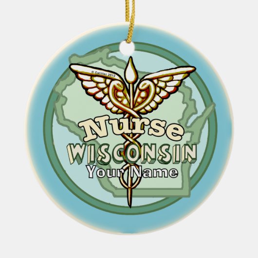 Wisconsin Nurse Caduceus セラミックオーナメント (正面)