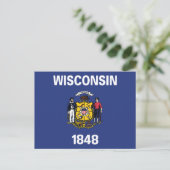 Wisconsin State Flag Sailor Miner Plow Anchor 1848 ポストカード (スタンド正面)
