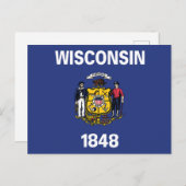 Wisconsin State Flag Sailor Miner Plow Anchor 1848 ポストカード (正面/裏面)