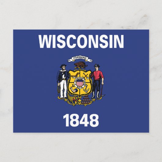 Wisconsin State Flag Sailor Miner Plow Anchor 1848 ポストカード (正面)