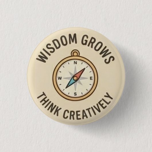 Wisdom Growth — 創造的に考える 缶バッジ (正面)