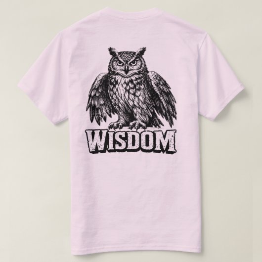 “Wisdom” Owl Graphic T-Shirt – Vintage Knowledge  Tシャツ (デザイン裏面)