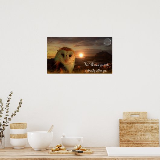 Wisdom Quote, Owl Artwork Poster ポスター (キッチン)