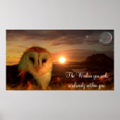 Wisdom Quote, Owl Artwork Poster ポスター (正面)