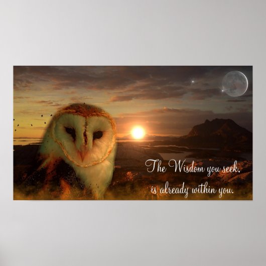 Wisdom Quote, Owl Artwork Poster ポスター (正面)