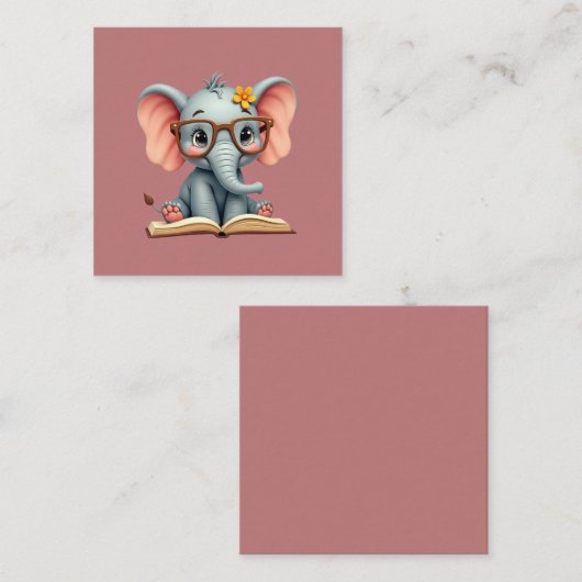 Wise Baby Elephant スクエア名刺 (正面/裏面)