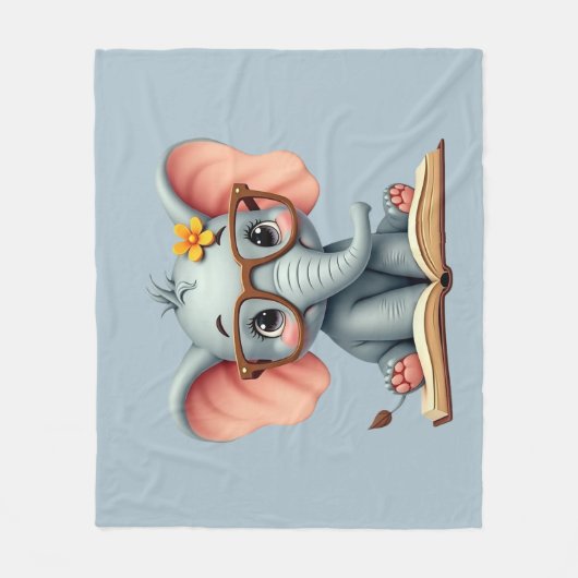 Wise Baby Elephant フリースブランケット (正面)