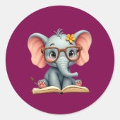 Wise Baby Elephant ラウンドシール (正面)