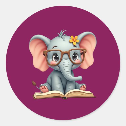 Wise Baby Elephant ラウンドシール (正面)