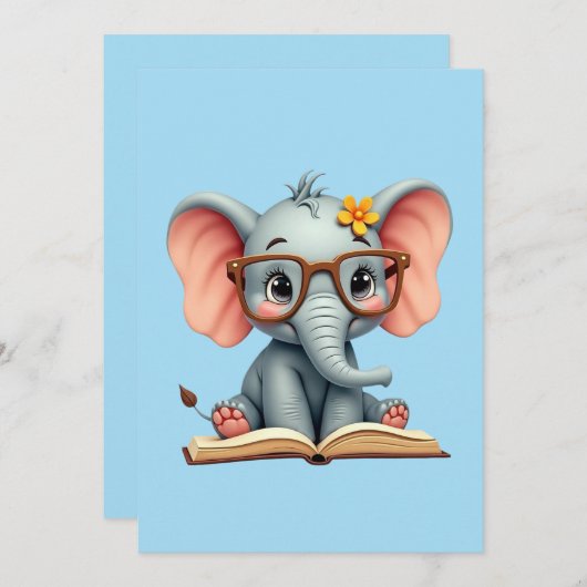 Wise Baby Elephant 招待状 (正面/裏面)