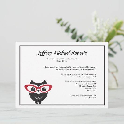 Wise Eyes Optometry卒業招待状 招待状 (スタンド正面)