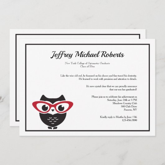 Wise Eyes Optometry卒業招待状 招待状 (正面/裏面)