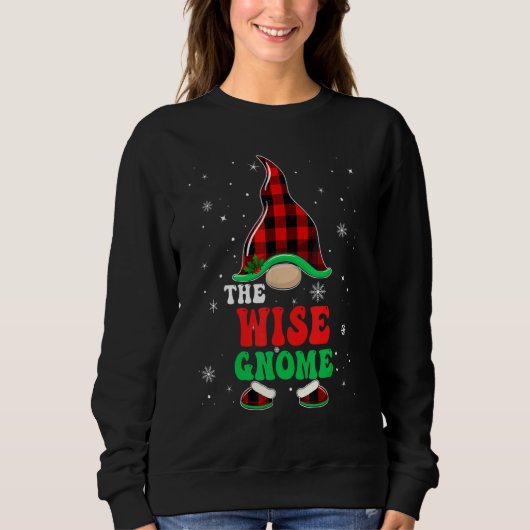 Wise Gnome Buffalo Plaid Matching Family Christmas スウェットシャツ (正面)