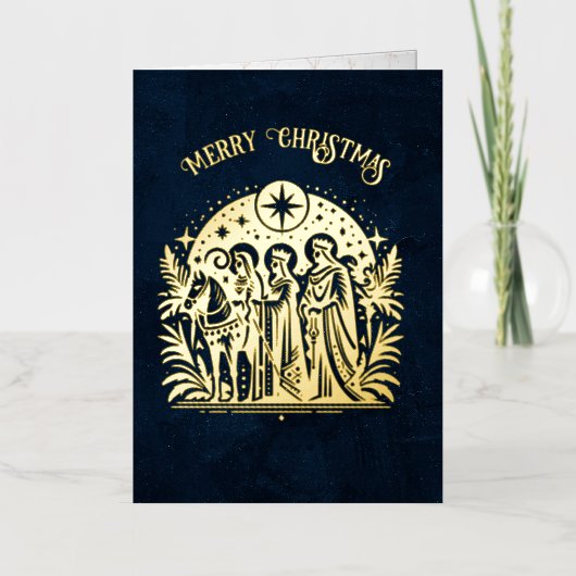 Wise Men Foil on Blue 箔グリーティングカード (正面)