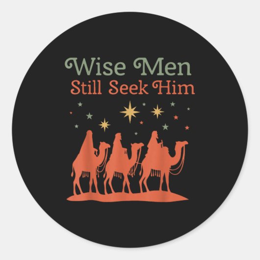 Wise Men Still Seek Him Nativity Scene Christian C ラウンドシール (正面)