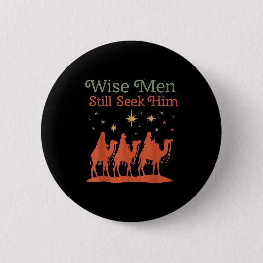Wise Men Still Seek Him Nativity Scene Christian C 缶バッジ (正面)