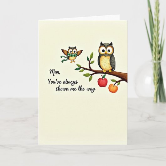 Wise Mother Owl Illustration Card カード (正面)