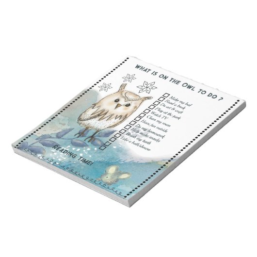 Wise Owl cute mouse Kids Daily Routine Checklist  ノートパッド (回転)