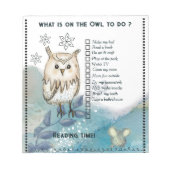 Wise Owl cute mouse Kids Daily Routine Checklist  ノートパッド (正面)