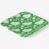Wise Owl Folk Art Green Holiday ペーパープレート (傾斜あり)