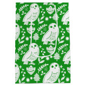 Wise Owl Folk Art Green Holiday ミディアムペーパーバッグ (裏面)