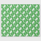 Wise Owl Folk Art Green Holiday ラッピングペーパー (フラット)