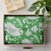 Wise Owl Folk Art Green Holiday 薄葉紙 (ギフト)