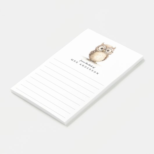 Wise owl from the desk of name lined ポストイット (アングル)
