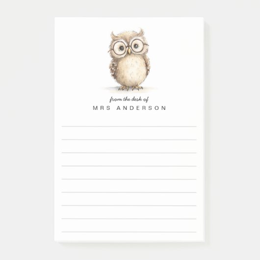 Wise owl from the desk of name lined ポストイット (正面)
