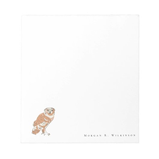 Wise Owl Illustration Personalized  ノートパッド (正面)