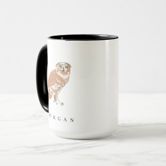 Wise Owl Illustration Personalized Name Custom マグカップ (正面左)